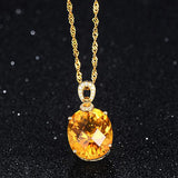 8 Carats Yellow Crystal Citrine Diamond Pendant Necklace for Women