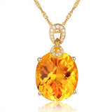 8 Carats Yellow Crystal Citrine Diamond Pendant Necklace for Women