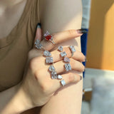 8A Zirconia 925 Silver Rings 18k Plated Women Wedding Engagement Valentine Gift