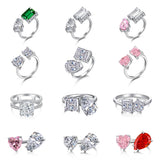 8A Zirconia 925 Silver Rings 18k Plated Women Wedding Engagement Valentine Gift