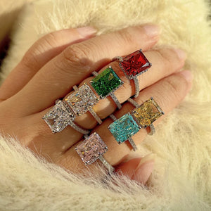 8A Zirconia 925 Silver Rings 18k Plated Women Wedding Engagement Valentine Gift