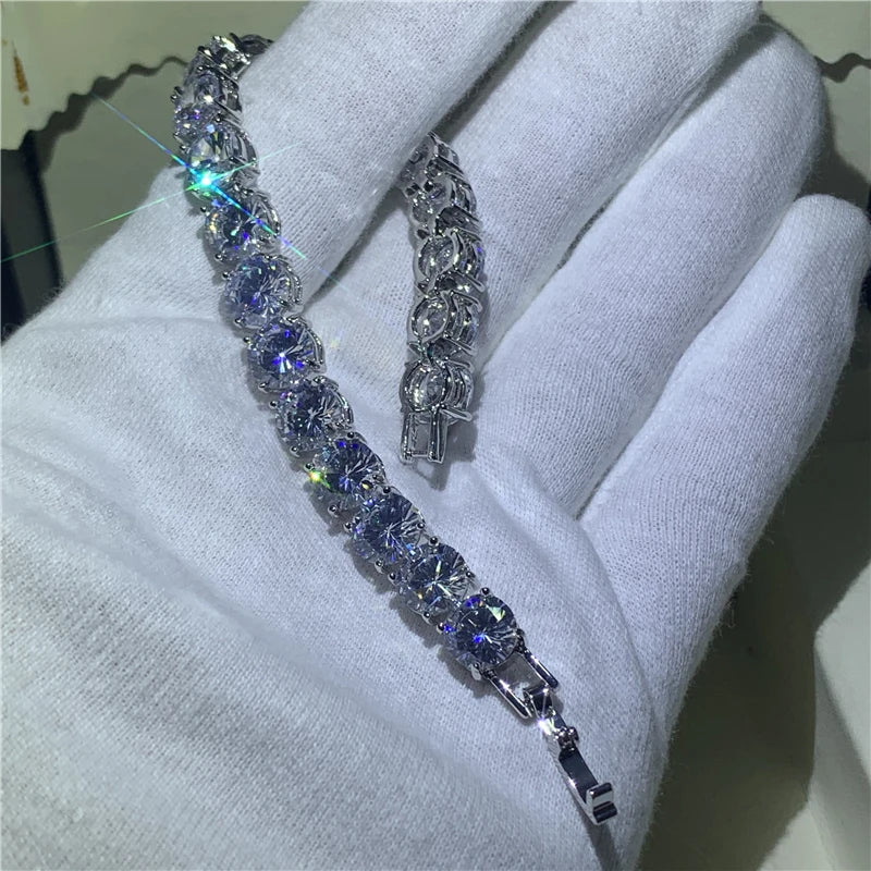 8mm Round CZ Silver Tennis Bracelet & Bangles Wedding Gift