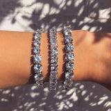 8mm Round CZ Silver Tennis Bracelet & Bangles Wedding Gift