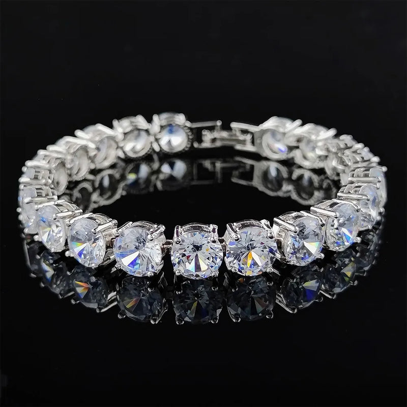 8mm Round Zircon Silver Tennis Bracelet for Women