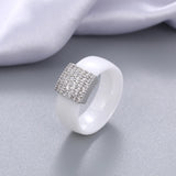 Ceramic Ring with Cubic Zirconia in Rose Silver - Wedding Band