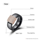 Ceramic Ring with Cubic Zirconia in Rose Silver - Wedding Band