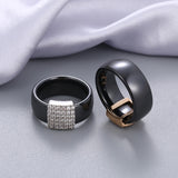 Ceramic Ring with Cubic Zirconia in Rose Silver - Wedding Band