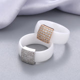 Ceramic Ring with Cubic Zirconia in Rose Silver - Wedding Band