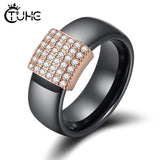 Ceramic Ring with Cubic Zirconia in Rose Silver - Wedding Band