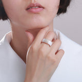 Ceramic Ring with Cubic Zirconia in Rose Silver - Wedding Band