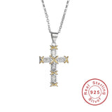 925 Silver Crucifix Charm Necklace Choker for Women Simulated DIAMOND