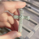 925 Silver Jesus Cross Pendant Necklace with Diamond