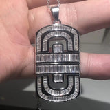 925 Silver Pendant Necklace Square Simulated Diamond Platinum Cocktail Jewelry