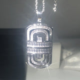 925 Silver Pendant Necklace Square Simulated Diamond Platinum Cocktail Jewelry