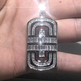 925 Silver Pendant Necklace Square Simulated Diamond Platinum Cocktail Jewelry