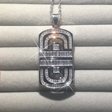 925 Silver Pendant Necklace Square Simulated Diamond Platinum Cocktail Jewelry