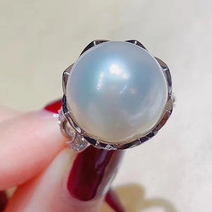 925 Silver Freshwater Pearl Rings Women CZ Silver Temperament Female