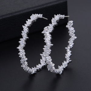 925 Silver Circle Diamond Gemstone Women Wedding Earrings