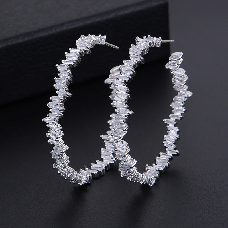 925 Silver Circle Diamond Gemstone Women Wedding Earrings