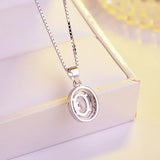 925 Silver Necklace Oval Sapphire Zircon Pendant for Women