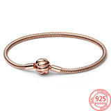 925 Silver Moments Concentric Knot Snake Bone Rose Chain Bracelet