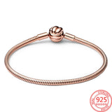 925 Silver Moments Concentric Knot Snake Bone Rose Chain Bracelet