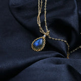 925 Silver Labradorite Stone Pendant Necklace Women Fine Jewelry