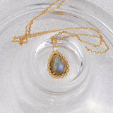 925 Silver Labradorite Stone Pendant Necklace Women Fine Jewelry