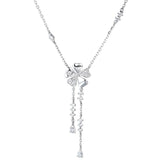925 Silver Shell Flower Necklace Love Flower Tassel Zircon Clavicle Chain
