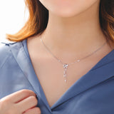 925 Silver Shell Flower Necklace Love Flower Tassel Zircon Clavicle Chain