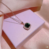 925 Silver Emerald Ring Zircon Wedding Jewelry Gift