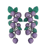 925 Silver CZ Petal Leaves Retro Earrings Crystal Dangle Earrings