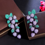 925 Silver CZ Petal Leaves Retro Earrings Crystal Dangle Earrings