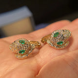 925 Silver Needle Snake Earrings Bling CZ Punk Retro Jewelry