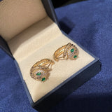 925 Silver Needle Snake Earrings Bling CZ Punk Retro Jewelry