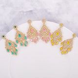 925 Silver Needle Yellow Zircon Drops Earring Wedding Jewelry