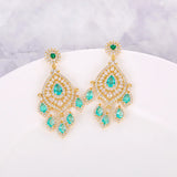 925 Silver Needle Yellow Zircon Drops Earring Wedding Jewelry