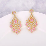 925 Silver Needle Yellow Zircon Drops Earring Wedding Jewelry