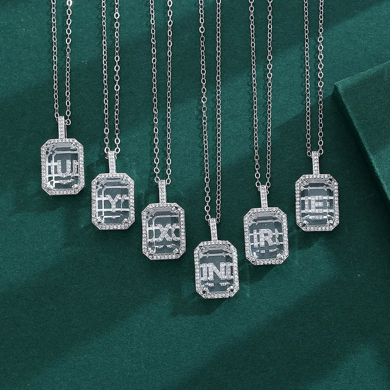 925 Silver Perfume Bottle Alphabet Necklace Pendant Choker
