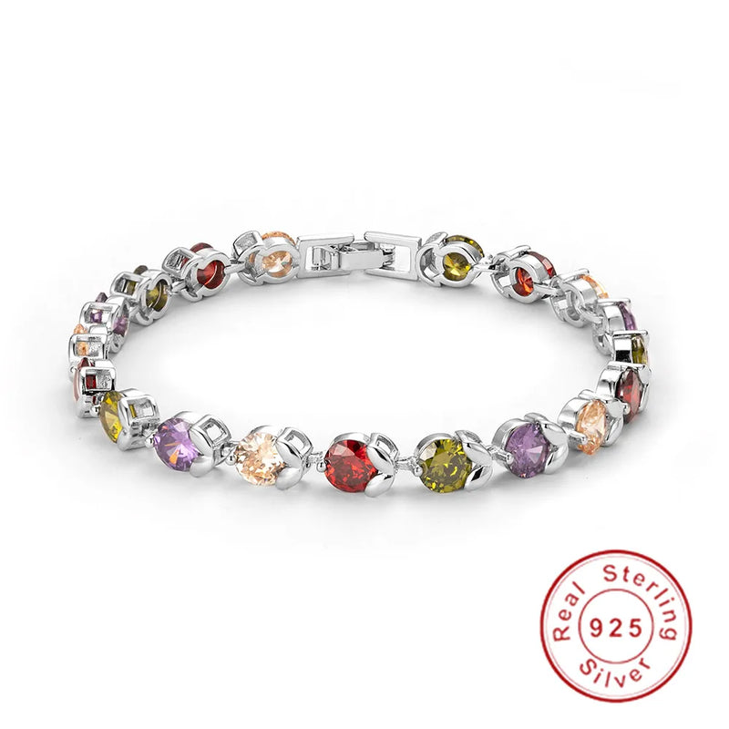 925 Silver Gemstone Bracelets For Women Wedding Jewelry