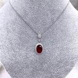 925 Silver Red Zircon Set Necklace Earrings Ring Women's Jewelry