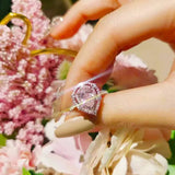 925 Silver Water Drop Ring Pink Diamond Engagement Exquistie Wedding Jewelry