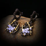 925 Silver Baroque Pearl Earrings Geometric Design Vintage Style