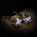 925 Silver Baroque Pearl Earrings Geometric Design Vintage Style