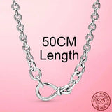 925 Silver Collar Femme Infinity Infinite Clasp Snake Chain Necklace