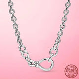 925 Silver Collar Femme Infinity Infinite Clasp Snake Chain Necklace