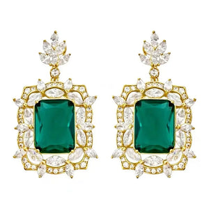 925 Silver & 14K Green Gemstone Earrings Wedding Cocktail Jewelry