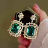 925 Silver & 14K Green Gemstone Earrings Wedding Cocktail Jewelry