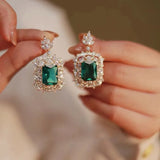 925 Silver & 14K Green Gemstone Earrings Wedding Cocktail Jewelry