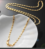 925 Silver 18K Flat Clavicle Chain Necklace 2MM Wedding Jewelry